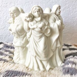 Nativity Candle Holder Vintage 1997 White Matte Ceramic Christmas